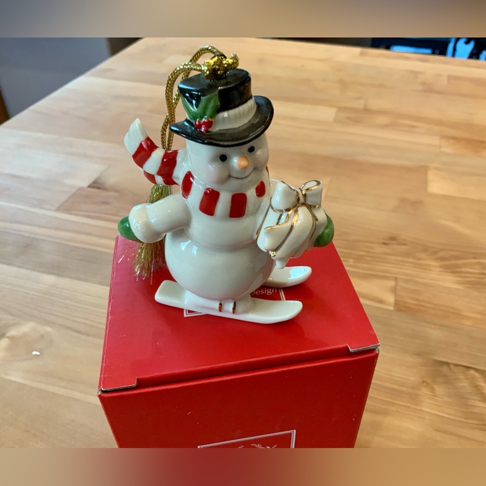 Lenox very merry porcelain ornament, Snowman
